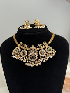 Pink American Diamond Necklace Set