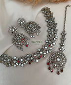 Pearl Silver Polki Necklace Set