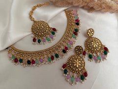 Gold Imitation Pearl Necklace Set