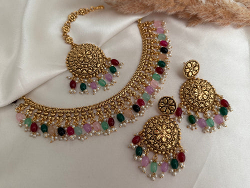 Gold Imitation Pearl Necklace Set