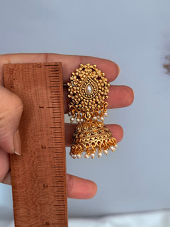 Gold imitation jhumka x Tikka Set