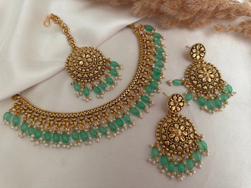 Gold Imitation Pearl Necklace Set