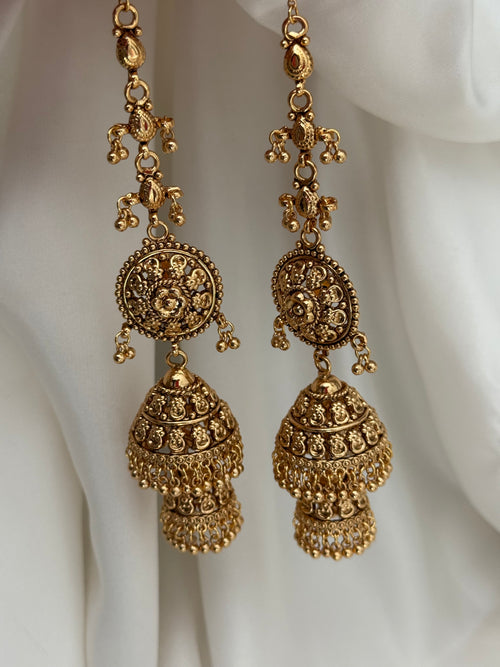 Gold double jhumki Earrings
