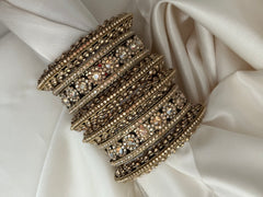Antique Gold stone bangle Set