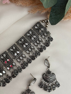 Oxidized mirror Choker Set