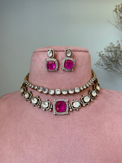 Heera Diamond double Necklace Set