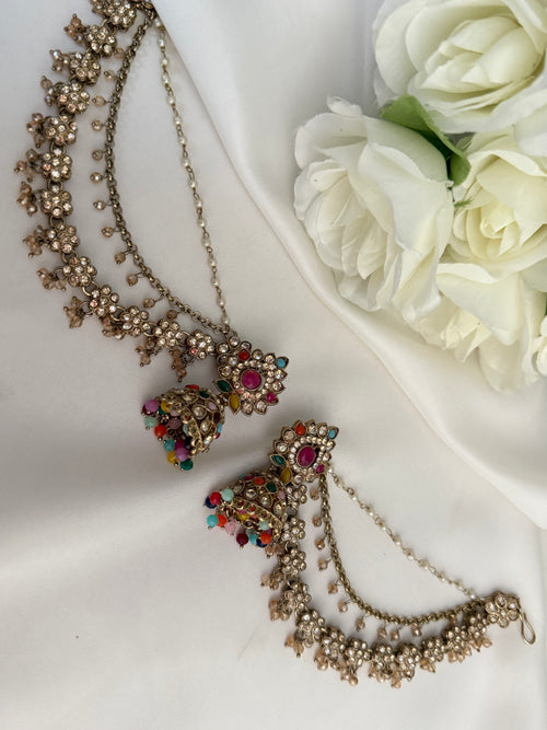 Multicolor Kundan Earrings