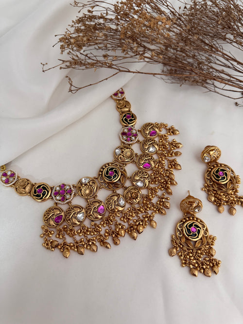 Pink x green Necklace Set
