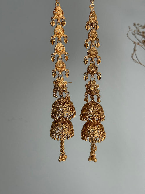 Gold double jhumki Earrings