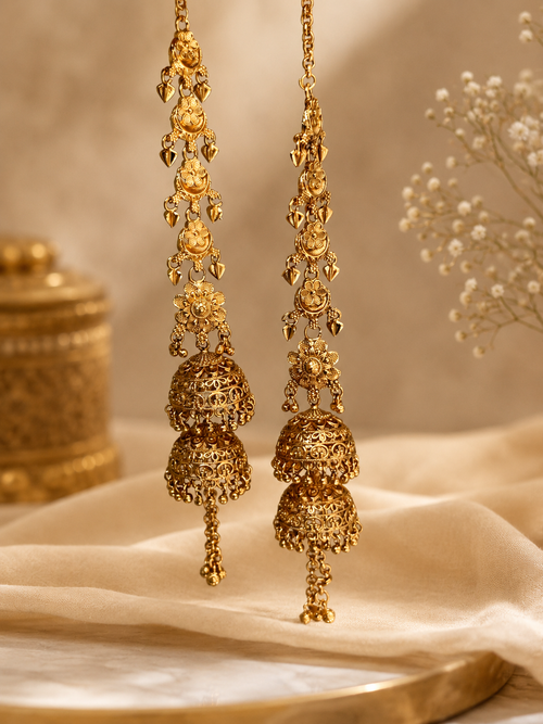 Gold double jhumki Earrings