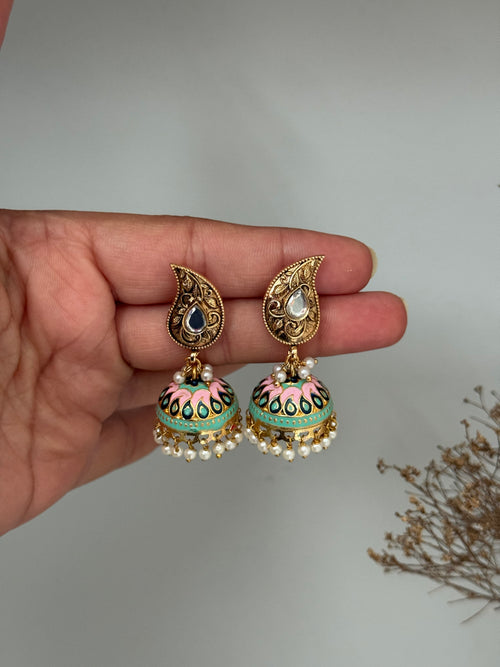 Meenakari jhumki Earrings