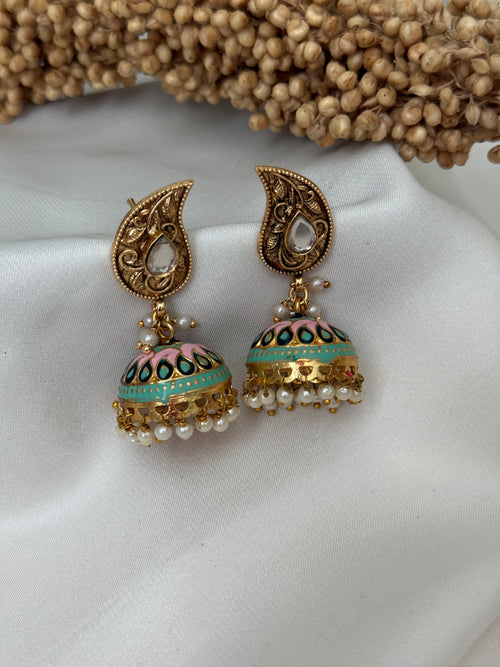 Meenakari jhumki Earrings