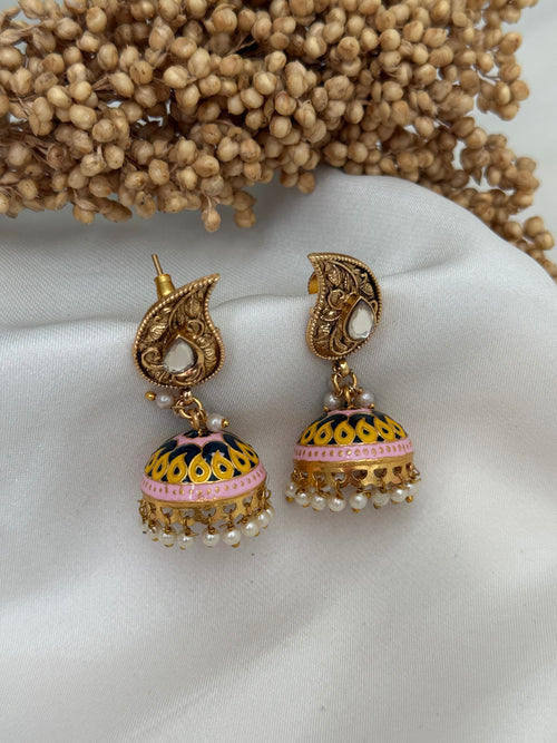Meenakari jhumki Earrings