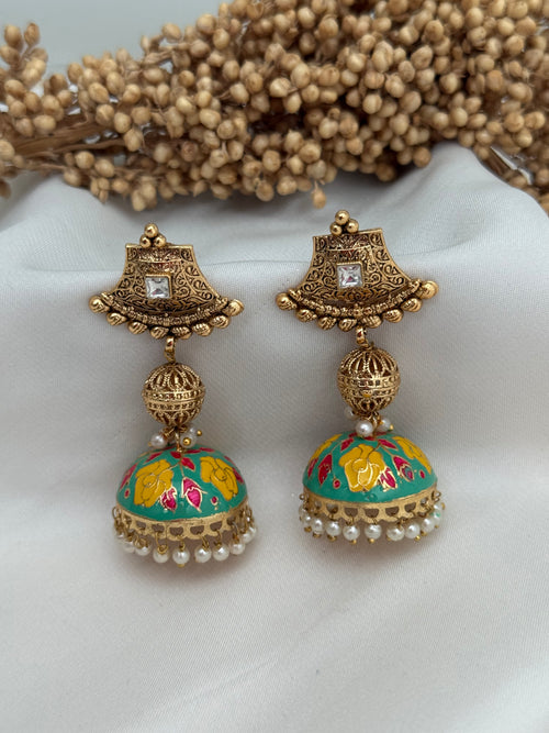 Meenakari jhumka Earrings