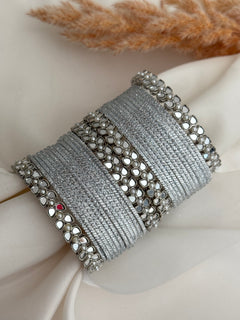 Silver mirror Bangle Set