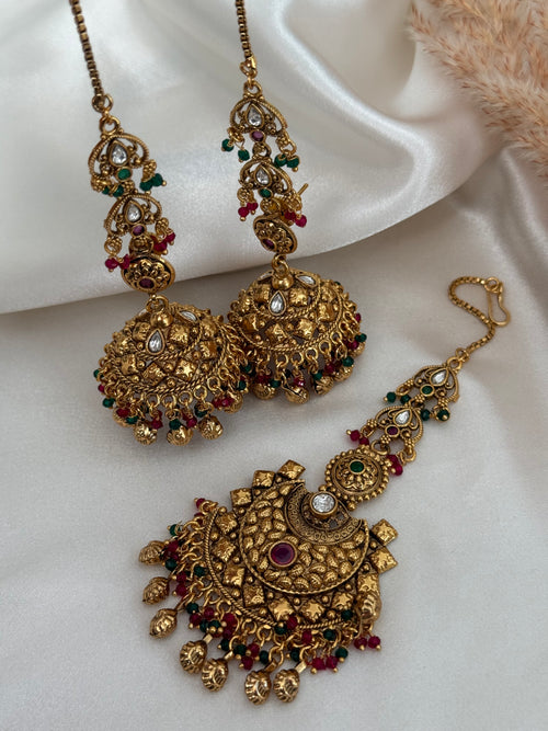 Diya jhumka tikka set