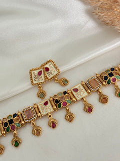 Multicolour Polki Choker Set