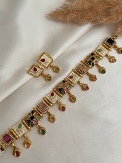 Multicolour Polki Choker Set