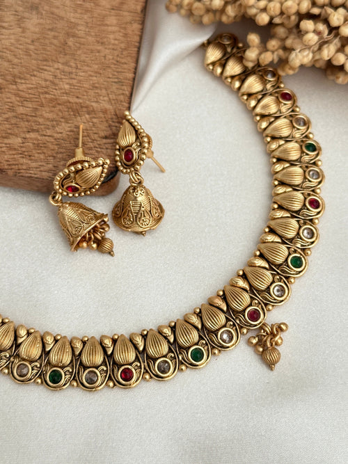 Antique Gold Polki Necklace Set