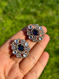 Navy Blue Victorian Diamond Studs