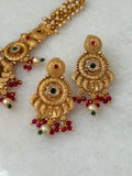 Ruby Pink and Green Antique Gold Choker Set