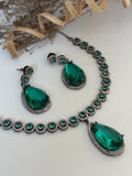 Aqua Green American Diamond Necklace Set