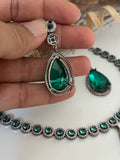 Aqua Green American Diamond Necklace Set