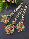 Multi-Colour Kundan Earrings Tikka Set