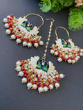 Peacock Meenakari Earrings Tikka Set