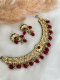 Maroon Kundan Necklace Set