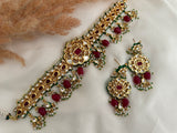 Pakistani Maroon Kundan Choker Set