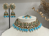 Turquoise Mirror-Stone Choker Set