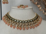 Peach Kundan Necklace Set