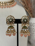 Peach Kundan Necklace Set