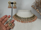 Peach Kundan Necklace Set