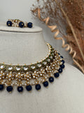 Navy Blue Kundan Necklace Set