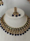 Navy Blue Kundan Necklace Set