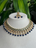 Navy Blue Kundan Necklace Set