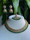 Green Sleek Kundan Necklace Set