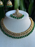 Green Sleek Kundan Necklace Set