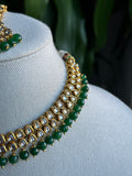 Green Sleek Kundan Necklace Set