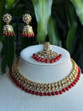 Maroon Sleek Kundan Necklace Set