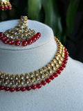 Maroon Sleek Kundan Necklace Set