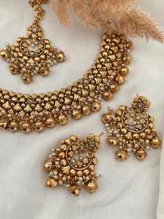 Gold Imitation Necklace Set - White