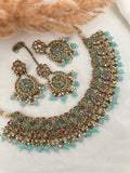 Turquoise Polki Necklace Set