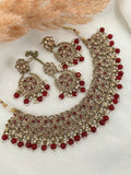 Maroon Polki Necklace Set