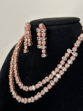 Rose Gold American Diamond Necklace Set