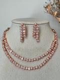 Rose Gold American Diamond Necklace Set