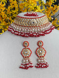 Red and White Kundan Choker Set