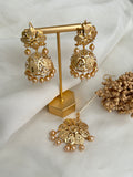 Gold Jadau Jhumka Tikka Set